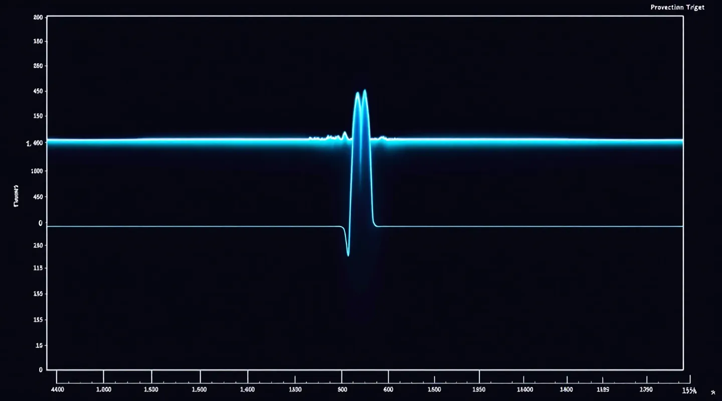Three stacked oscilloscope baselines on pure black showing a single cyan peak on the top GH axis and flat lines on the ACTH and prolactin axes for ipamorelin selectivity
