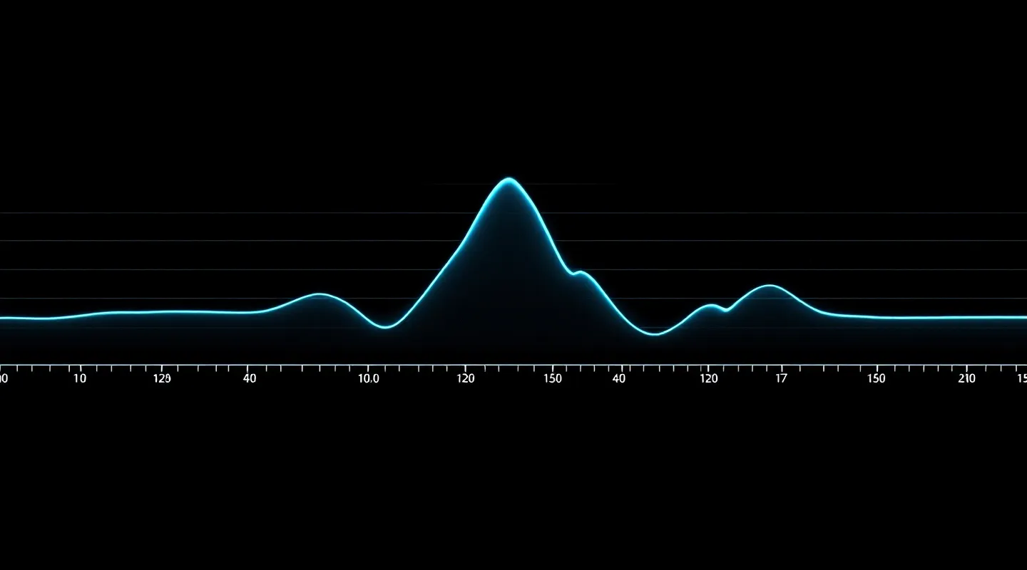 Nocturnal oscilloscope-style GH pulse trace in electric cyan on pure black with a deep-cobalt trigger marker and white-hairline gridlines